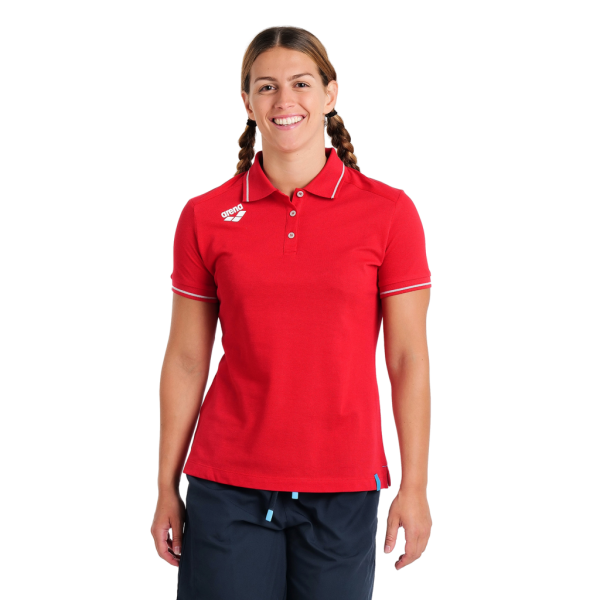 Arena W Team Poloshirt Solid Cotton L red Damen
