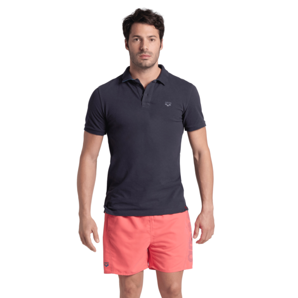 Arena M Poloshirt Solid Cotton Piquet L navy/turquoise Herren