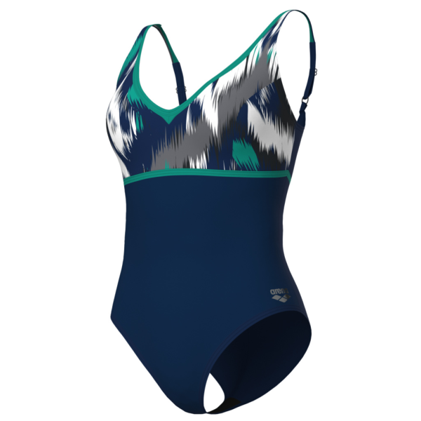 Arena W Bodylift Swimsuit Jennifer Wing Back C Cup D 42 navy multi/navy/bali green Damen Produktbild 1