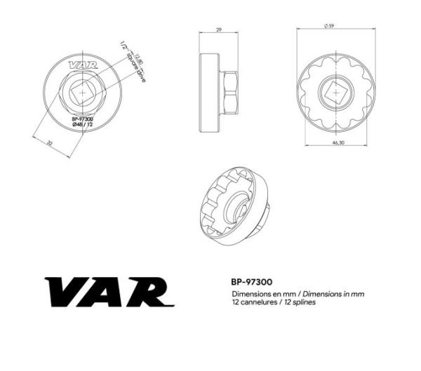 VAR Innenlagerwerkzeug BP-97300 Praxis M30 BSA, T47 M30 48 mm Produktbild 1