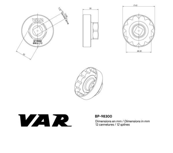 VAR Innenlagerwerkzeug BP-98300 CHRIS KING ThreadFit 30, T47 50,4 mm Produktbild 1