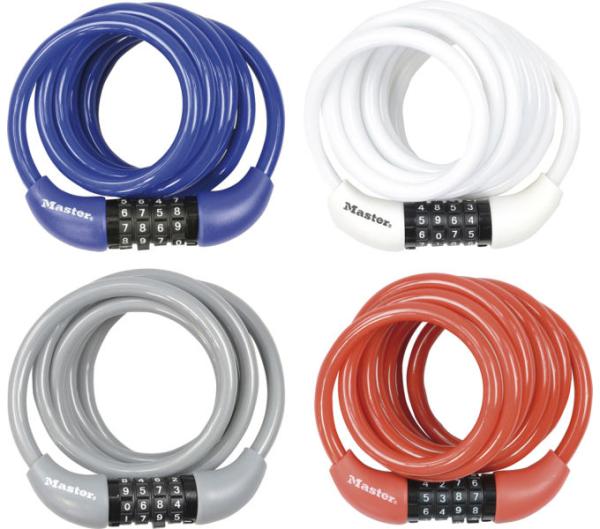 Master Lock Kabelschloss 8221 4er Pack 8 mm x 1800 mm Zahlenkombination einstellbar